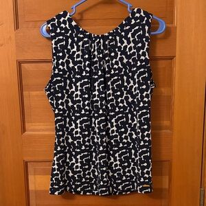 Calvin Klein navy and White Patterned Blouse